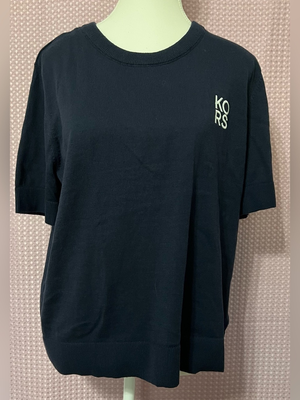 Michael Kors Midnight Blue Knit Top with Gold Logo Tag